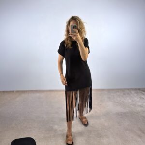 Vestido negro flecos!!