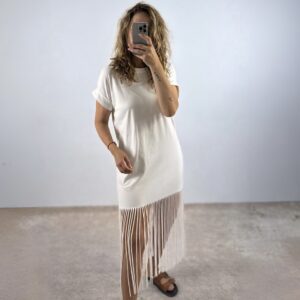 Vestido flecos blanco