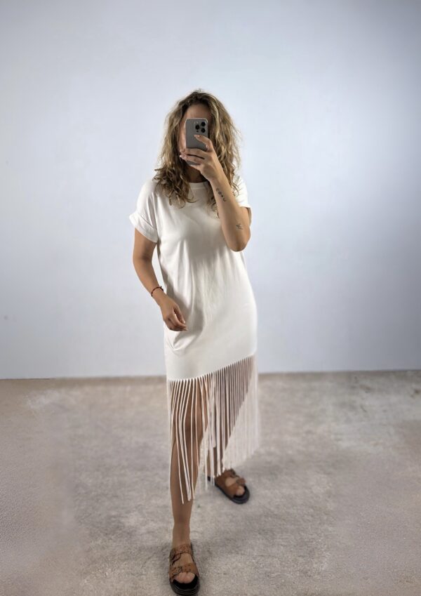 Vestido flecos blanco