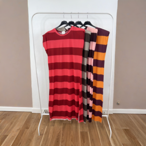 Vestido hombrera rayas