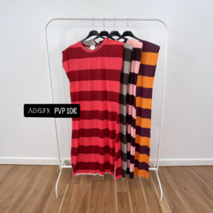 Vestido hombrera rayas