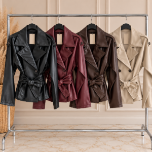 Chaqueta polipiel cruzada botones